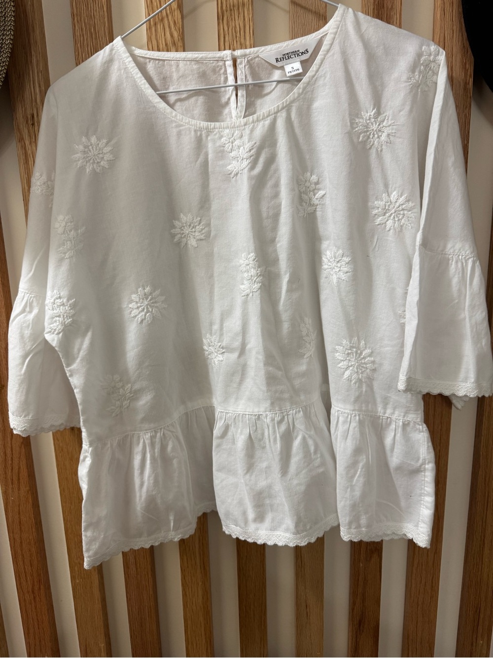 Northern Reflections White Embroidered Peplum Tunic